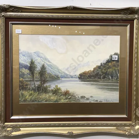 J. Malcolm - Colonial Lake Scene - Watercolour