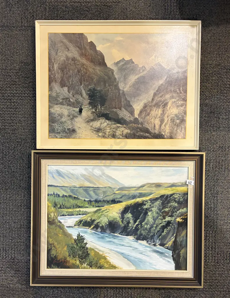 Ernest T. Hill - "Rakaia Gorge" - Oil on Board Image 1++