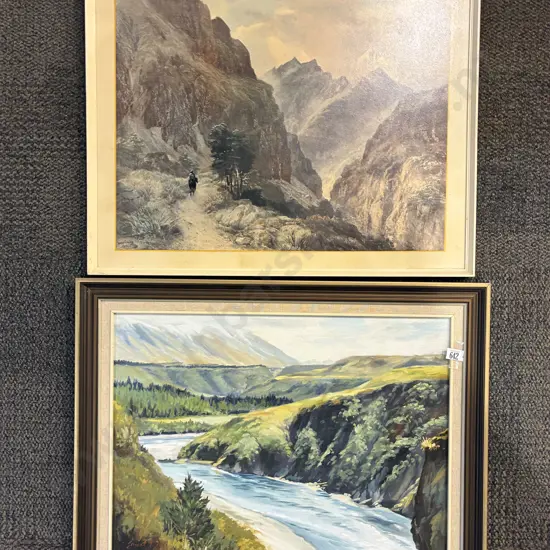 Ernest T. Hill - "Rakaia Gorge" - Oil on Board