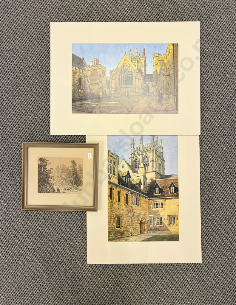 Two Unframed Prints together with Small E.B. Lattey Pencil Sketch Image 1++