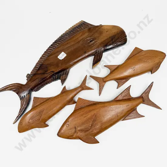 Four Assorted Wall Hung Wooden Fish