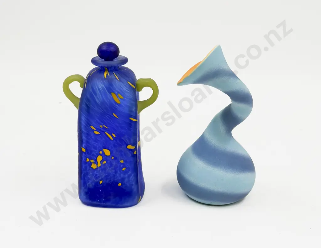 Studio Pottery Abstract Vase together with Art Glass Vanity Bottle Image 1++