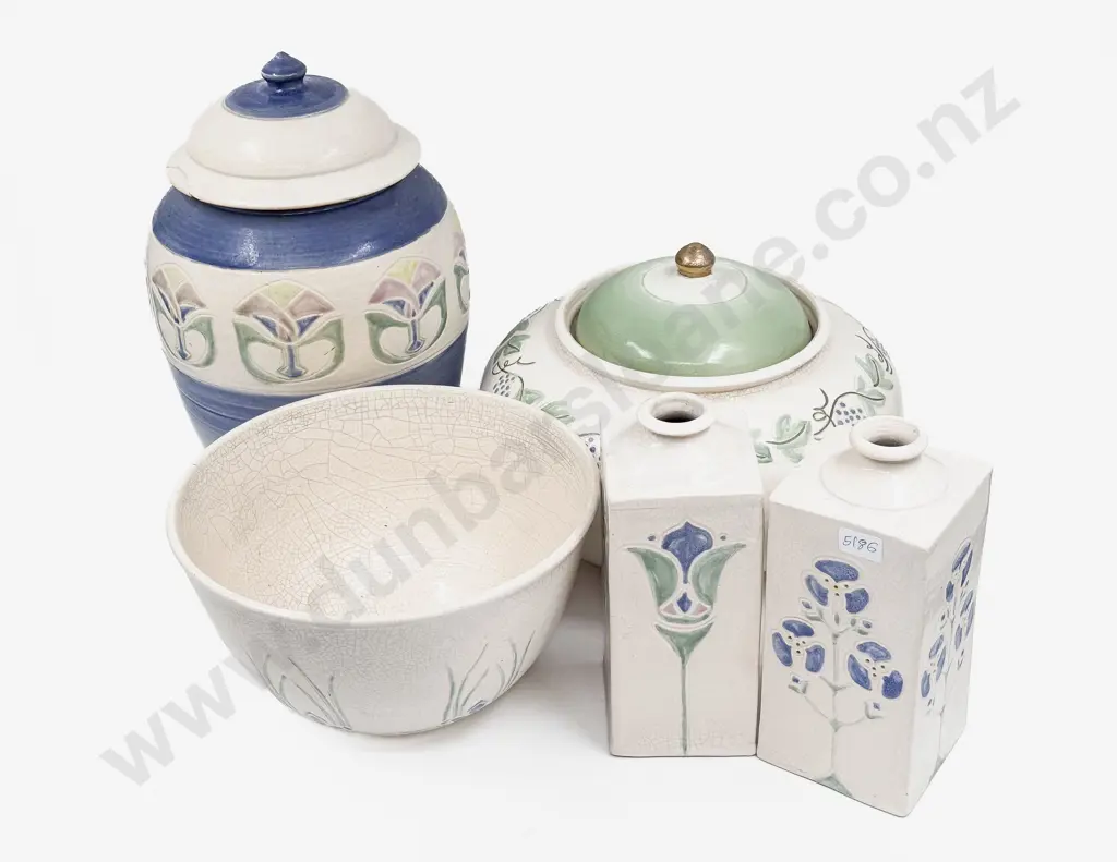 Two Large Lidded Vases together with Pair of Vases & Large Bowl Image 1++