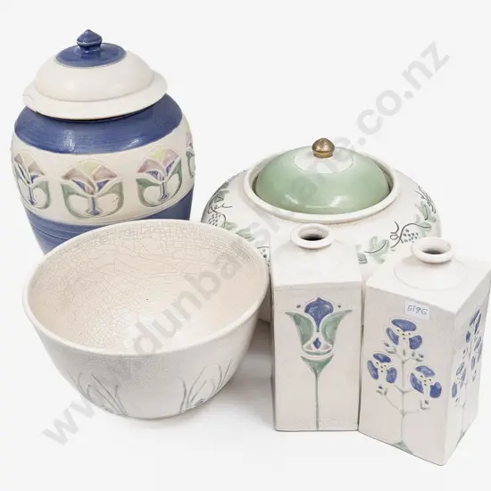 Two Large Lidded Vases together with Pair of Vases & Large Bowl