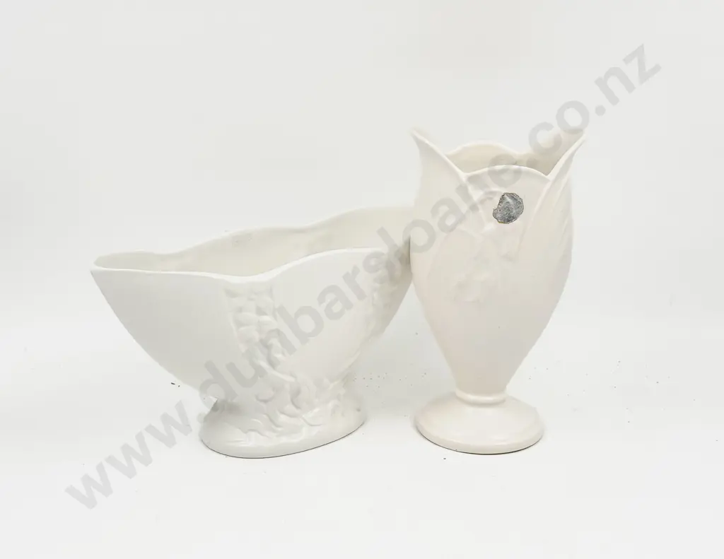 Roydon Pottery Vase & Other White Glazed Vase Image 1++