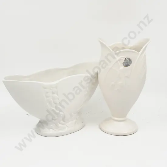 Roydon Pottery Vase & Other White Glazed Vase
