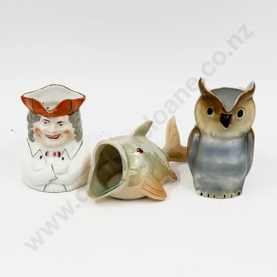 Wembley Ware Fish Form Vase & Two Jugs