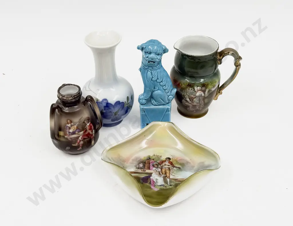 Small Royal Copenhagen Vase with Three Pces of Royal Beyreuth incl One S/S Rim & Small Foo Dog Image 1++
