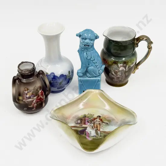 Small Royal Copenhagen Vase with Three Pces of Royal Beyreuth incl One S/S Rim & Small Foo Dog