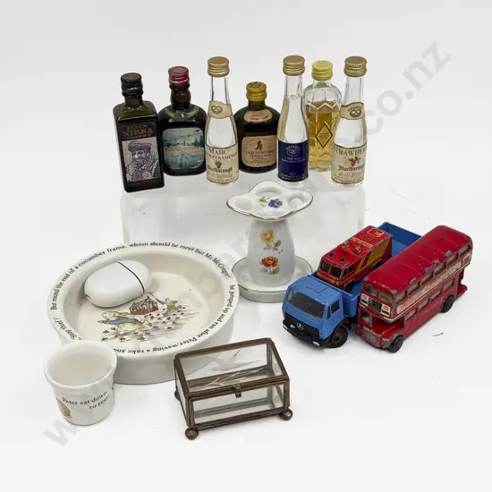 Box of Assorted incl Alcohol Miniatures Matchbox & Other Toys and Wedgwood Peter Rabbit Bowl
