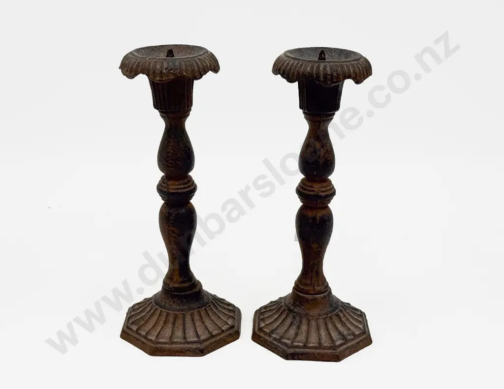 Pair of Wrought Iron Outdoor Candlesticks Image 1++