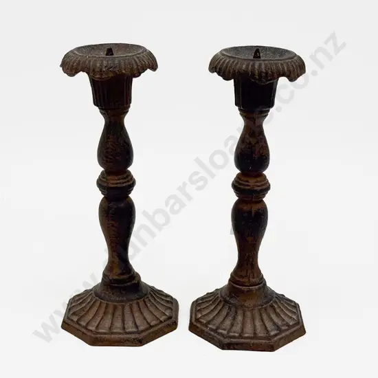 Pair of Wrought Iron Outdoor Candlesticks