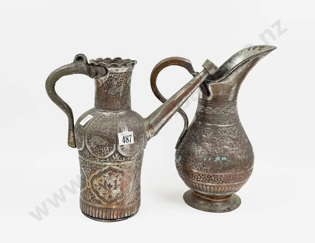 Two C19th Engraved Metal Vessels Image 1++