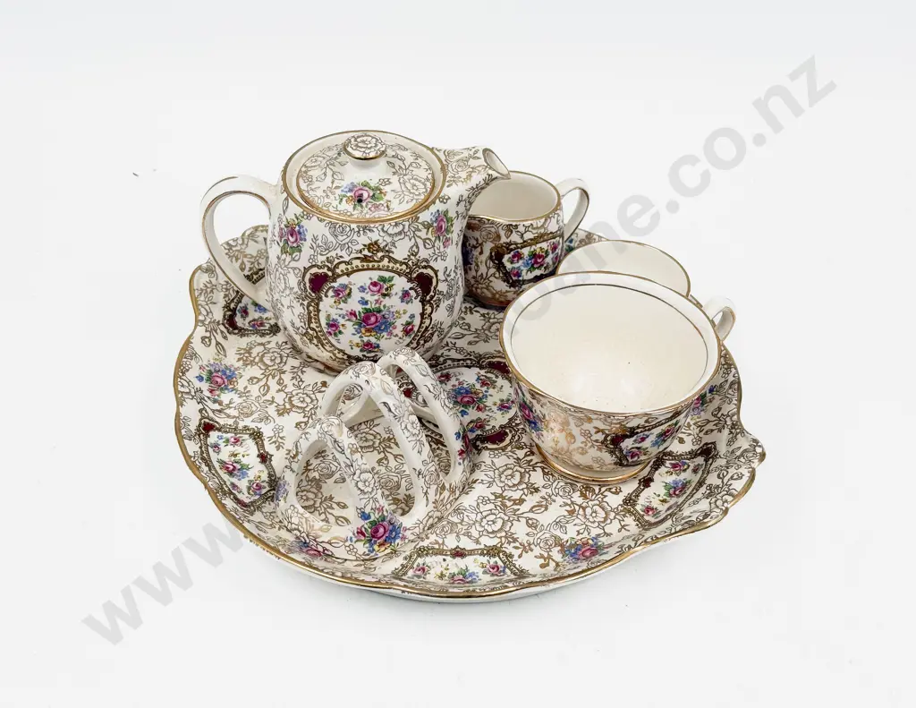 Old Foley "Pompadour" Pattern Breakfast Cruet Set Image 1++