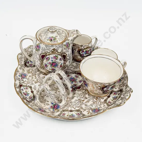 Old Foley "Pompadour" Pattern Breakfast Cruet Set