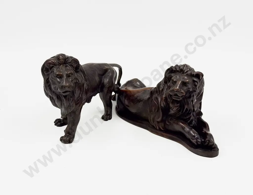 Two Resin Lion Figures Image 1++