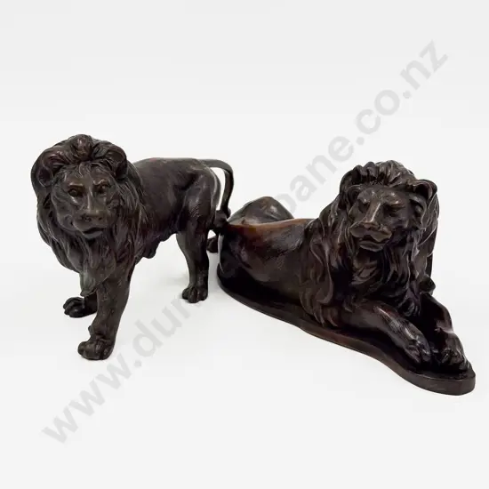 Two Resin Lion Figures