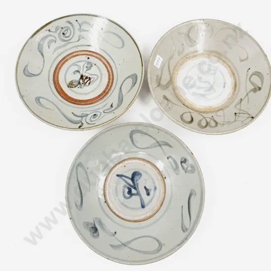 Three Provincial Ming Shallow Bowls