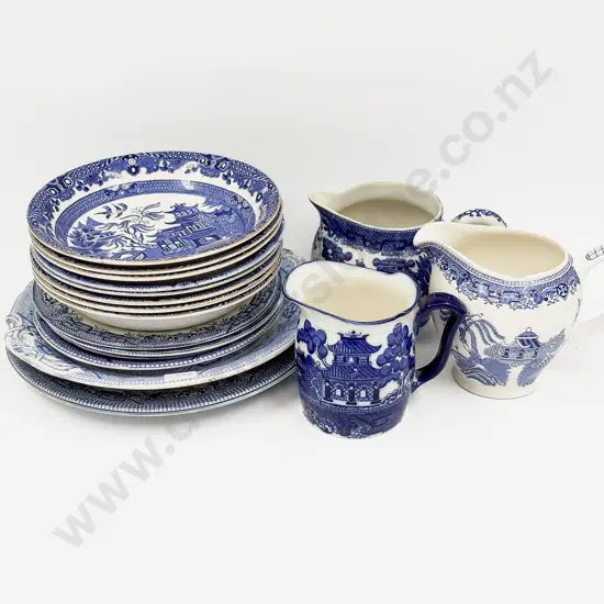 Qty of Assorted Blue & White "Willow" Pattern China