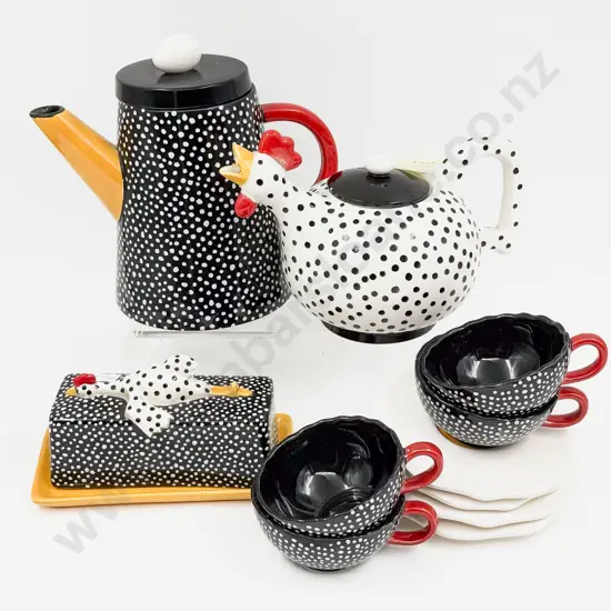 A Novelty Part Teaset with Chook Motif
