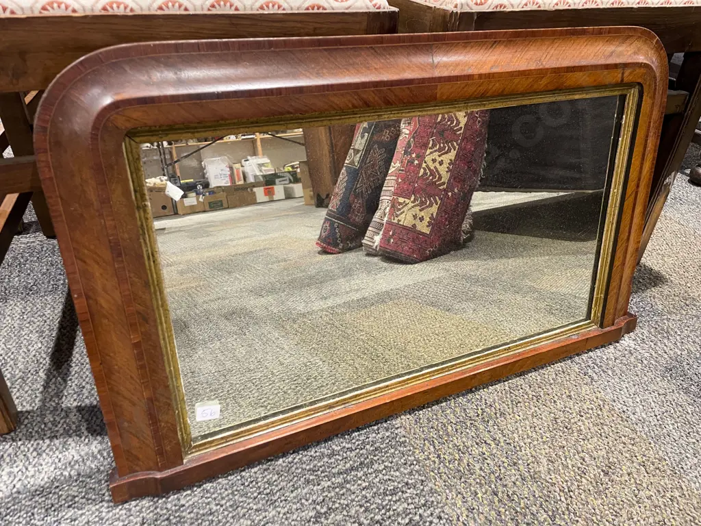 Victorian Inlaid Mantle Mirror With Gilt Slip Image 1++