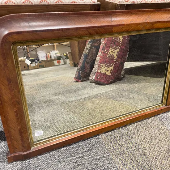 Victorian Inlaid Mantle Mirror With Gilt Slip