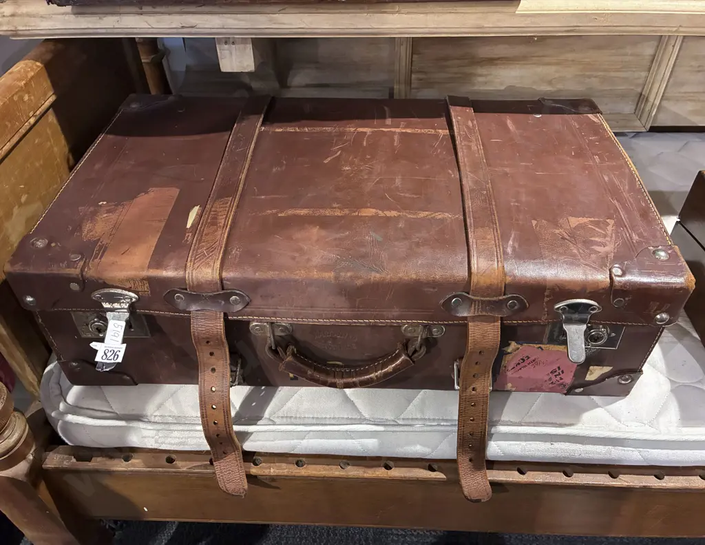 Vintage Leather Suitcase Image 1++
