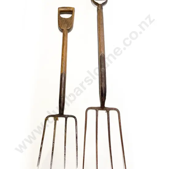 Two Essanco Elm Handled Vintage Garden Forks