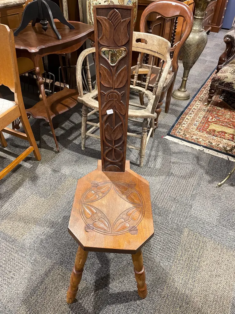 Edwardian Carved Spinning Chair Image 1++
