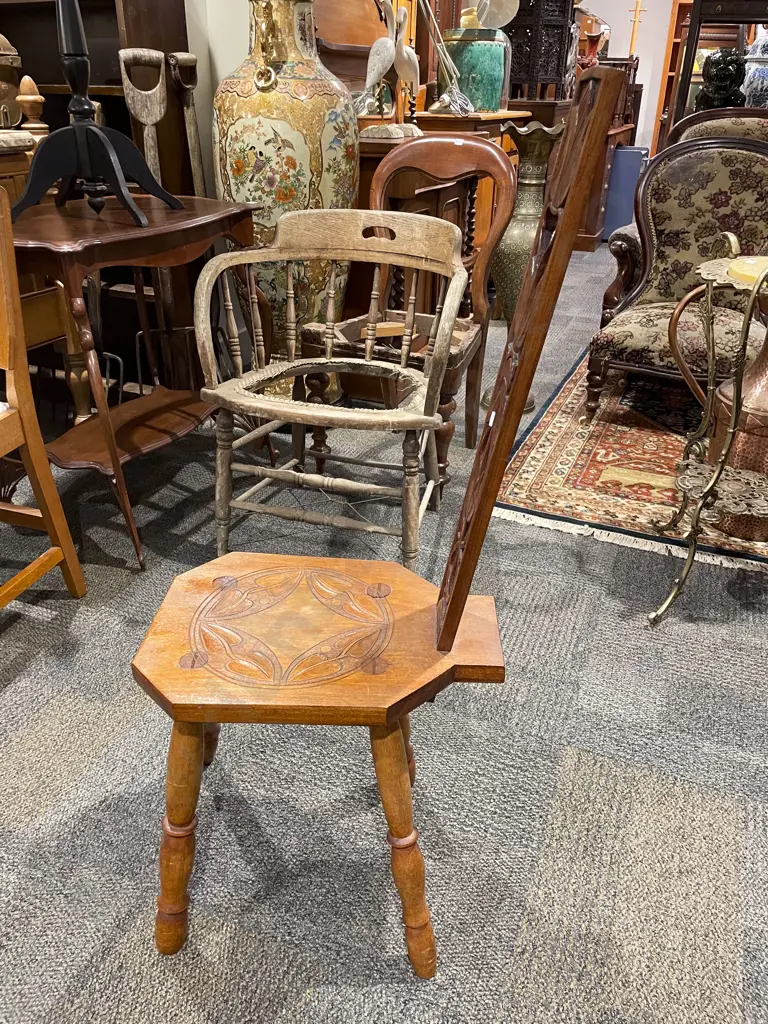 Edwardian Carved Spinning Chair Image 1++