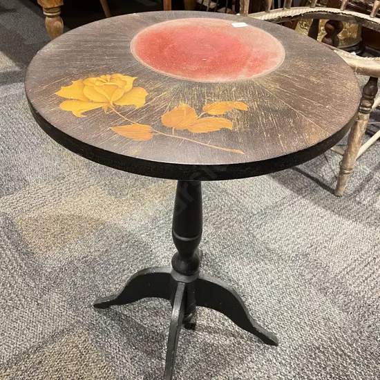 Inlaid Circular Side Table With Felt Insert
