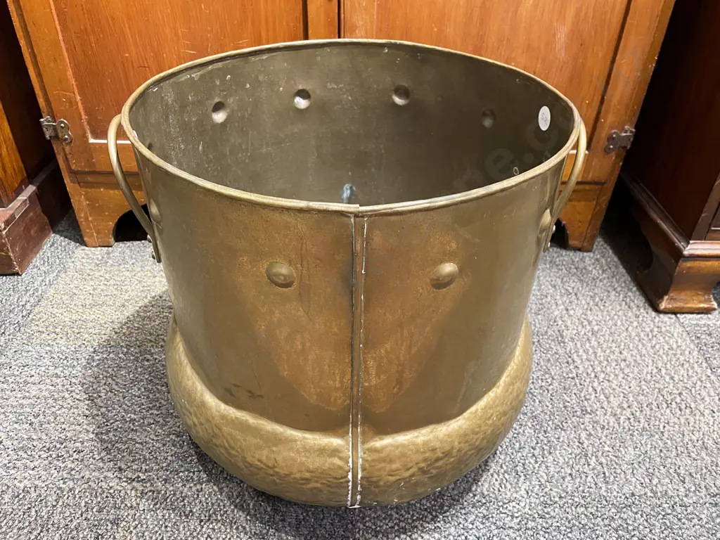 French Arts & Crafts Period Brass Log Basket Image 1++