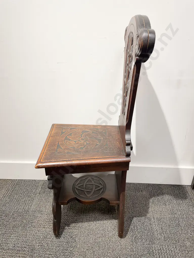Heavily Carved Edwardian Hall Chair Image 1++