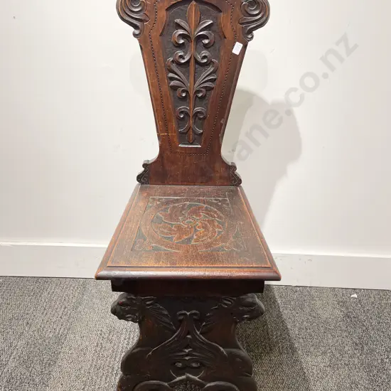 Heavily Carved Edwardian Hall Chair