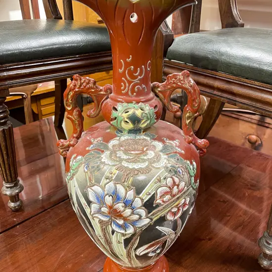 Chinese Floral Double Handled Vase
