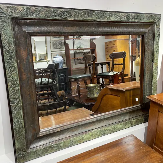 Large Heavy Decorative Plaster Framed Bevelled Wall Mirror