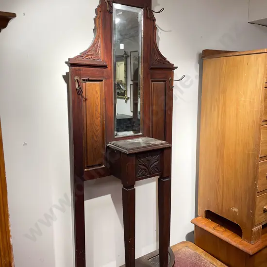 Small Proportion Oak Mirrored Hall Stand