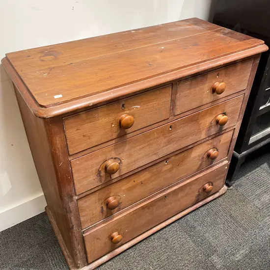 Kauri Five Drawer Chest of Drawers (faults)