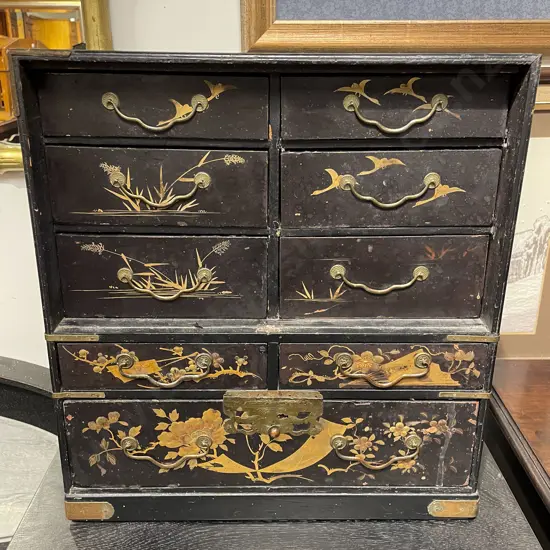 Small Japanese Lacquered Multi Drawer Cabinet (a/f)