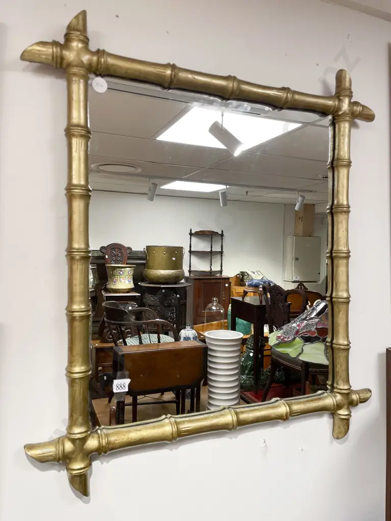 Wall Mirror With Faux Bamboo Frame Image 1++