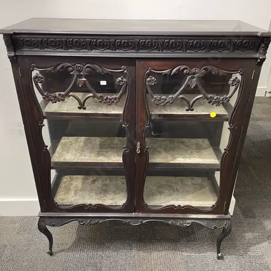 Early C20th Art Nouveau Style Glazed China Cabinet (faults)