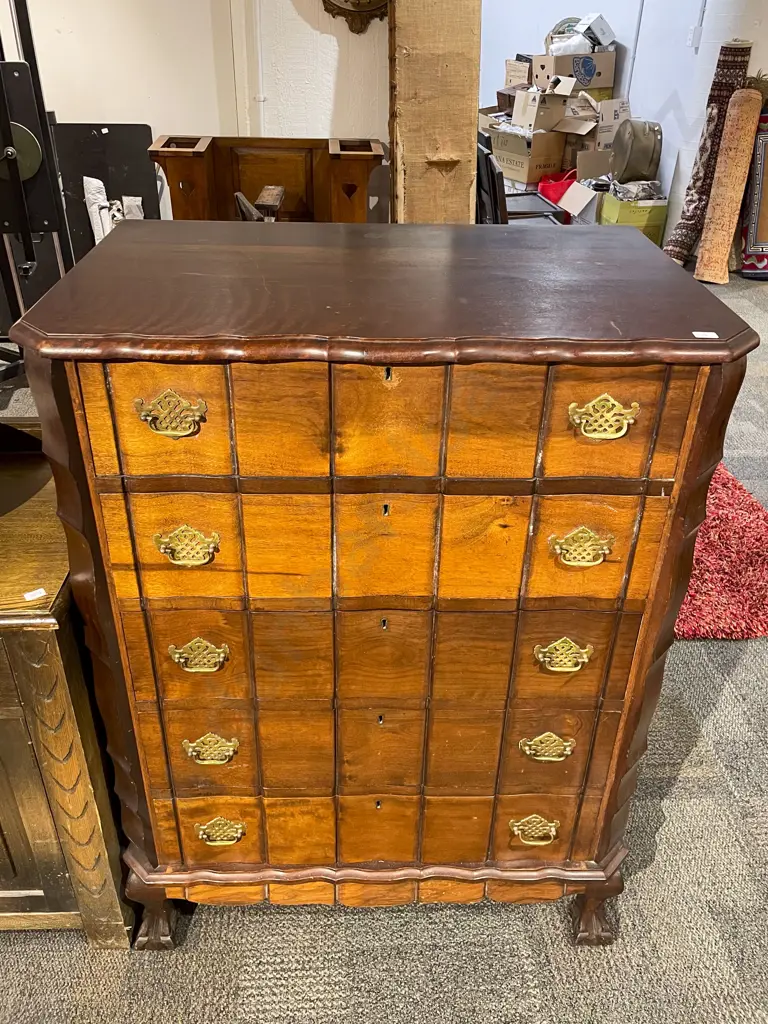 South African Five Drawer Chest of Drawers on Ball & Claw Feet Image 1++