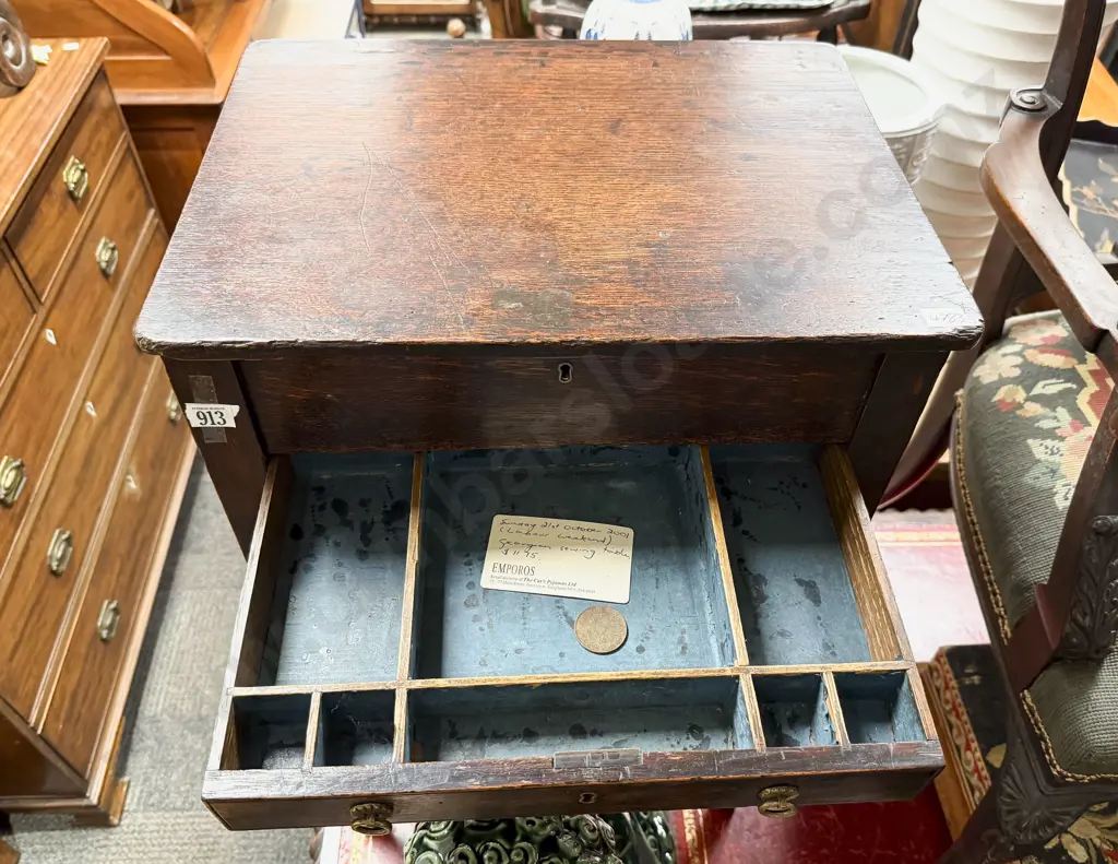 Late Georgian Oak Country Sewing Table Image 1++