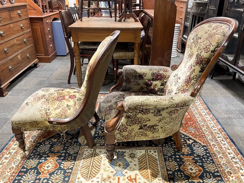 Victorian Grandmother & Grandfather Chairs (a/f) Image 1++