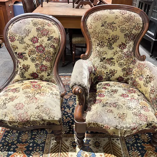 Victorian Grandmother & Grandfather Chairs (a/f)