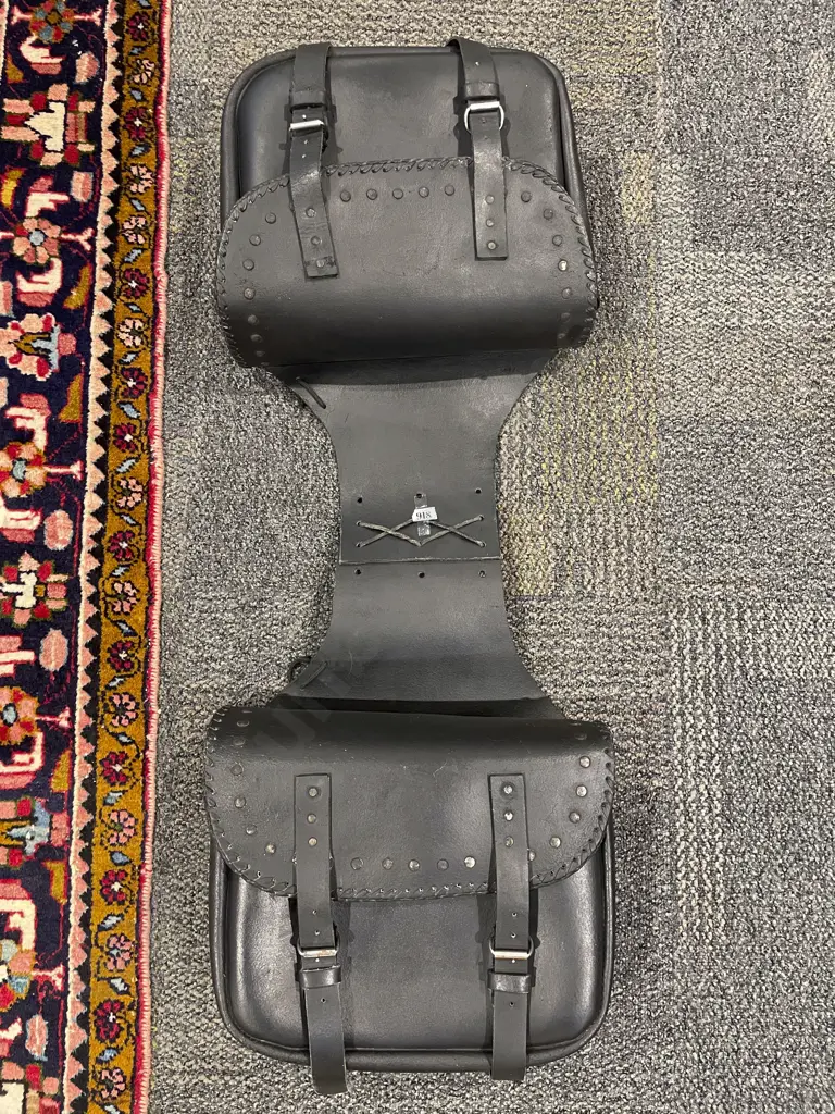 Leather Studded Motorcycle Saddlebag Image 1++