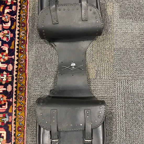 Leather Studded Motorcycle Saddlebag