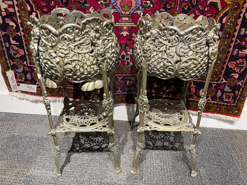 Pair Gilt Metal Tiered Planters Image 1++