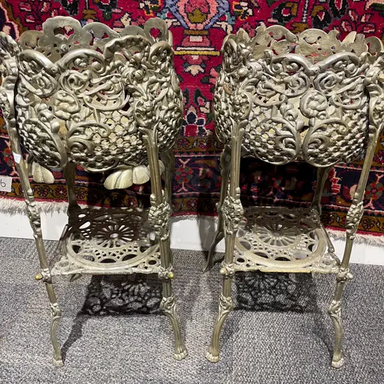 Pair Gilt Metal Tiered Planters
