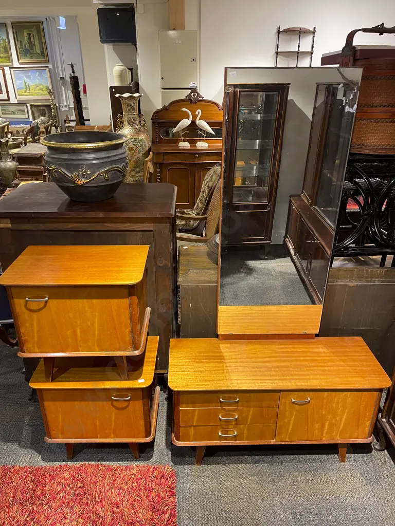 Mid Century Teak Three Piece Bedroom Suite Image 1++